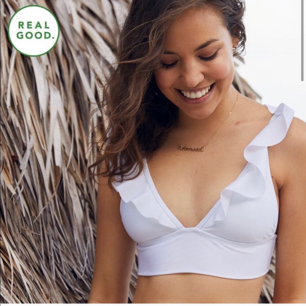 NWOT Aerie Ruffle Longline Bikini Top